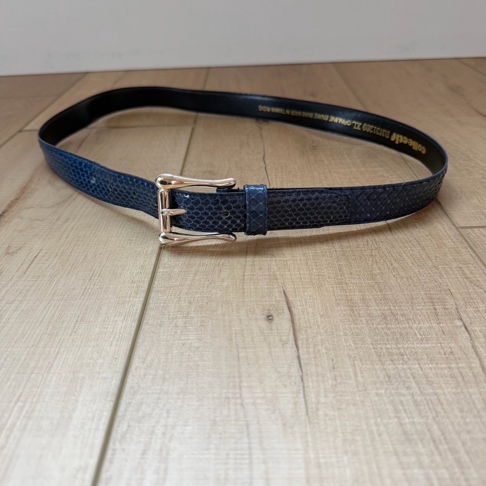 Collectif Genuine Snake Skin Belt 31289 Blue Vintage XL 38 in
